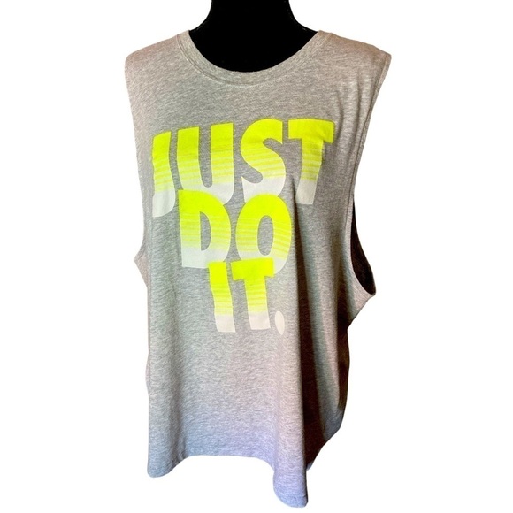 NIKE Tank Top Vintage Band Sleeveless Grey/Lime “Just Do It” XL/TG/EG Pr… - Picture 4 of 5